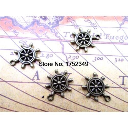 15pcs Rudder charms, Antique bronze Lovely Rudder Steering Wheel Charm Pendant 19mm