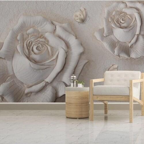 3D Stereoscopic Relief Rose Flower Photo Wallpaper For Bedroom Living Room Sofa Background Wall Mural Painting Papel De Parede