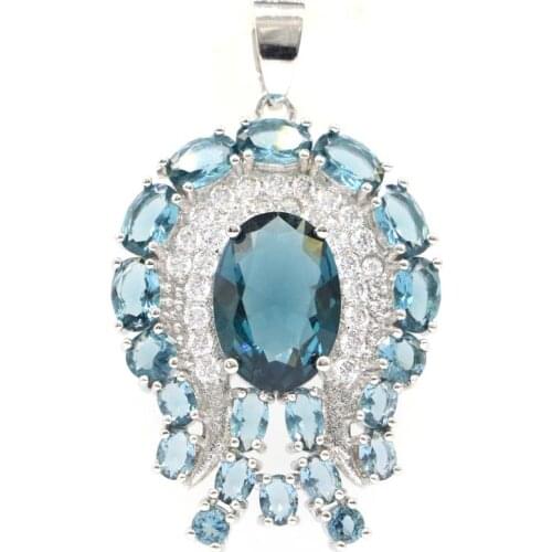 28x18mm Beautiful Antlers Shape Created Tanzanite White CZ Gift For Womans Silver Pendant