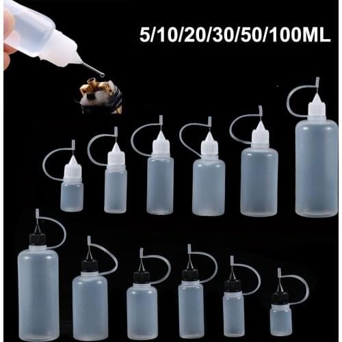 5Pcs 5/10/20/30/50/100ML Glue Applicator Bottle with Needle Tip Cap for Paper Quilling DIY Scrapbooking Paper Craft Tool
