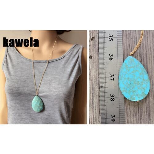 Big Teardrop Pendant Natural Stone Necklace
