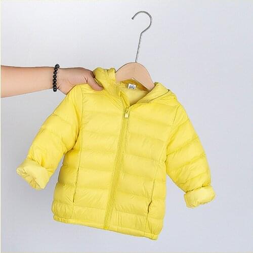 Brand Boys Girls Down Coat Solid Color Double-sided Wear Hooded White Down Jacket New Winter Baby Plaid Thicker Down Coat