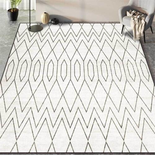 Black White Nordic Geometric Carpet Living Room Modern Simple Bedroom Rug For Children Kitchen Floor Mats Anti Slip Washable
