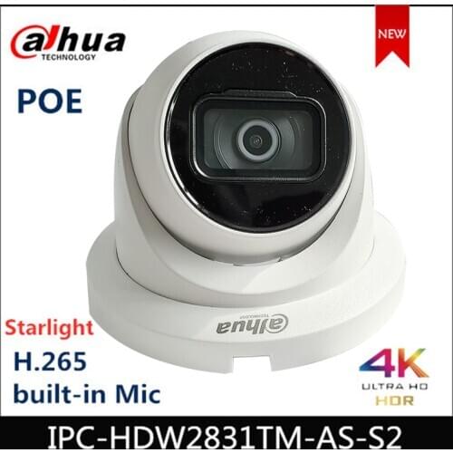 Dahua 8MP POE IP Camera H.265 Eyeball Camera 4k Night Vision P2P Motion Detection ONVIF For PoE NVR IPC-HDW2831TM-AS-S2