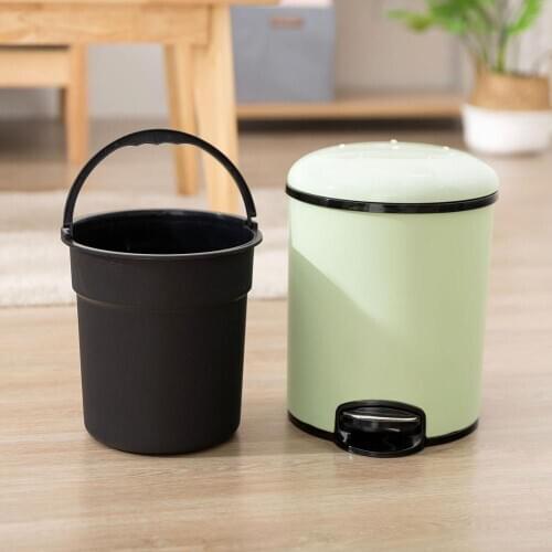 8L Large Trash Can Double Layer Round Waste Bins Foot Pedal Home Trash Bin Garbage Cans With Lid