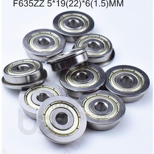 F635ZZ 5*19(22)*6(1.5)MM 10pieces bearing Flange bearings 635 F635Z F635ZZ chrome steel deep groove bearing