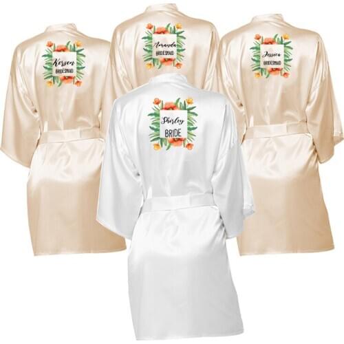 Bride Bridesmaids Robes Party Gifts Personalized Women Nightwear Robes Wedding Satin Silk Female Bathrobes