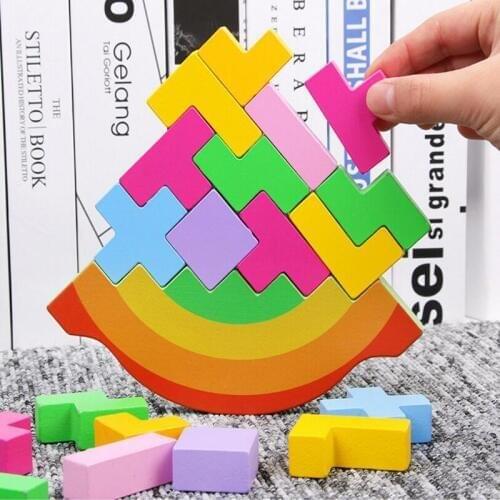 Early Educational Toy Wood Rainbow Balancing Educational Toys Wooden Building Blocks Baby Children Balance Wooden Toys 123