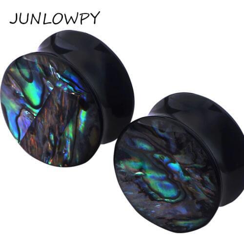 Junlowpy Shellhard Shell Acrylic Ear Gauges Plugs Fashion Flesh Tunnels Ear Expanders For Women Piercing Body Jewelry Plugs Ear