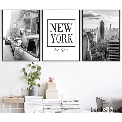 Llama in a taxi On Times Square Canvas Print and Poster Vintage llama Print City Photo Picture Wall Art Home Decoration Artwork