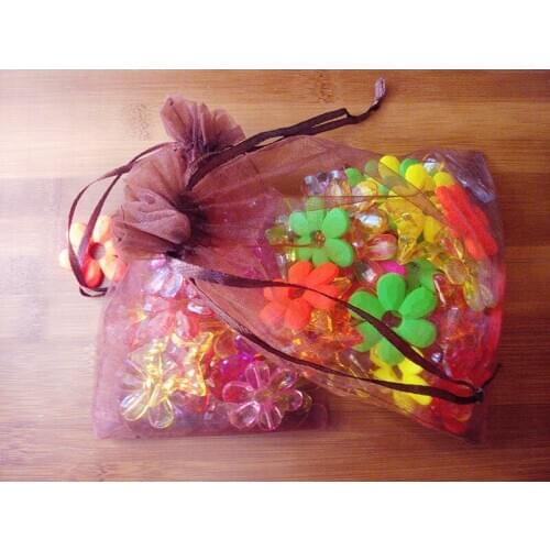 500pcs 25*35cm Brown Organza Gift Bag Jewelry Packaging Display Bags Drawstring Pouch For Bracelet/necklace Mini Yarn Bag