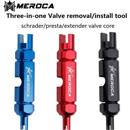 MEROCA Bike Multi-function Air Nozzle Removal Installation Tool Preste Schrader Valve Core Extension Rod Bicycle Repair Tools