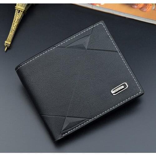 Men Short Bifold Faux Leather Masculina Billetera Credit ID Card Holder Wallet Billfold Purse Clutch Solid Hombre Business Slim