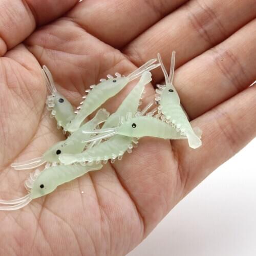 50PCS Cheap mini luminous soft bait worm lures soft bait shrimp simulation shrimp bionic Lure lure bait Craws