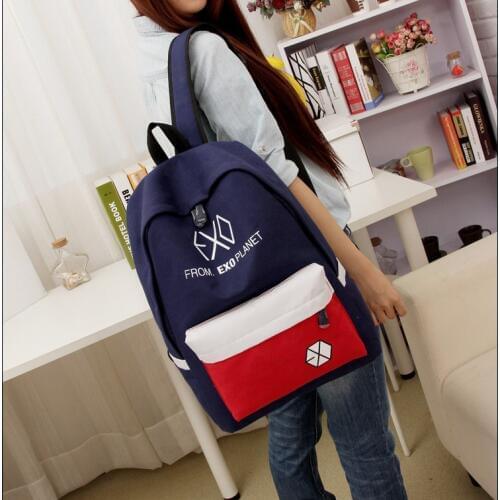 2016 new hot sale men women Canvas Backpacks Rucksacks Men Women Student School Bags For Girl boy Casual Travel EXO bags Mochila
