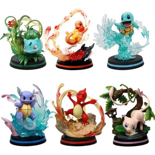 Original Anime Pokemon Figures Cartoon Kawaii Pokémon Mewtwo Charmander Squirtle Bulbasaur Figure Pet Kids Toys Christmas Gift