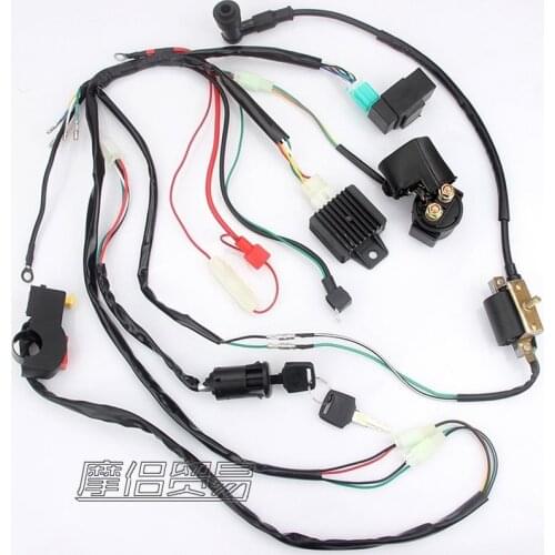 FOR 50 70 90 110CC Mini ATV Complete Wiring Harness CDI STATOR Coil Pole Ignition Electric Quad Dirt Pit Bike scooter moped