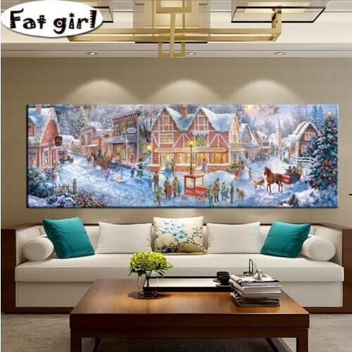 Large Size Decor Poster Diamond Painting 5D Diy Mosaic Ice And Snow Town Christmas Cross Stitch Square Round Drill Embroidery