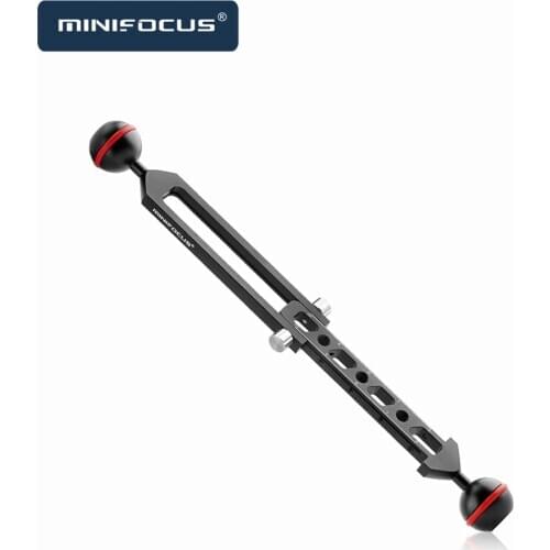 Adjustable Telescopic Double 1" Ball Arm for Connecting Strobe/Video Light arm to Underwater Housing Diving Camera Tray Handle
