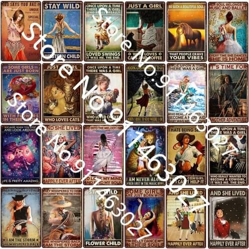 Happily Ever After She Lived Girl Tin Sign Vintage Tin Iron Painting Metal Tin Signs Rustic Pin Up Poster Plaque Pub Wall Decor