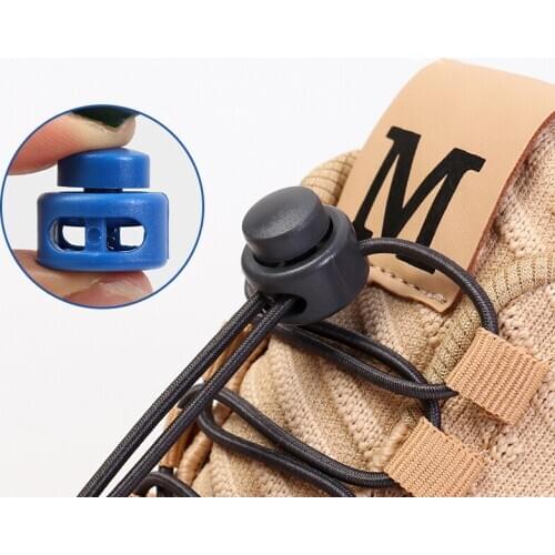 No tie shoelaces Round Elastic Shoelace Plastic snap lock Suitable for all shoes Adult children walking sports Lazy laces 1 pair