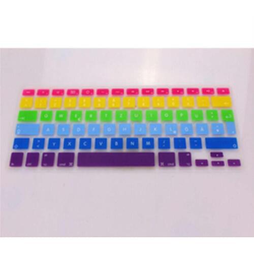 German Language Rainbow Silicone Keyboard Guard Cover Skin Protector for MacBook Pro 13 15 17 UK/EU Standard