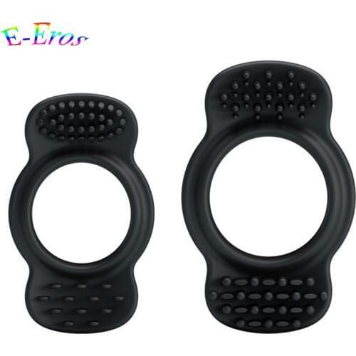 ORISSI 2Pcs/Set Silicone Delay Ejaculation Cock Rings Sex Toys for Men Penis Rings Sex Cockring