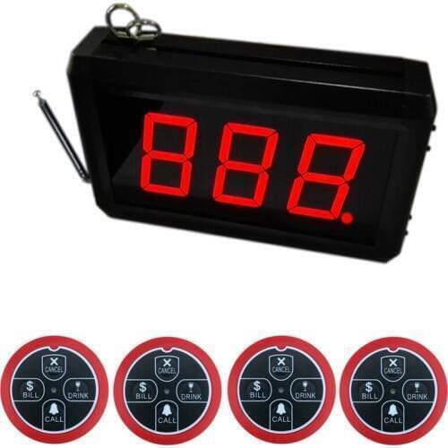 Restaurant Call System with Waiter Call Button and Display Receiver 433MHz
