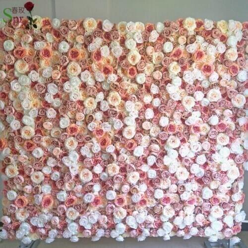 SPR wedding flower wall panels Artificial silk rose stage backdrop table runner arrangement decorative flore