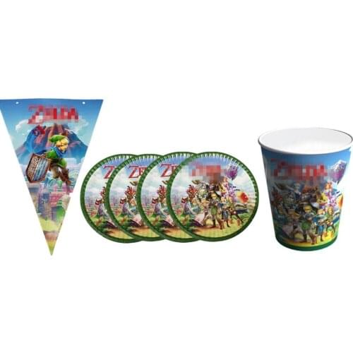 Game The Legend of Birthday theme favor party supplies Party Set Paper Cup Plate Gift Bag Napkin Flag Cake Topper Zeld