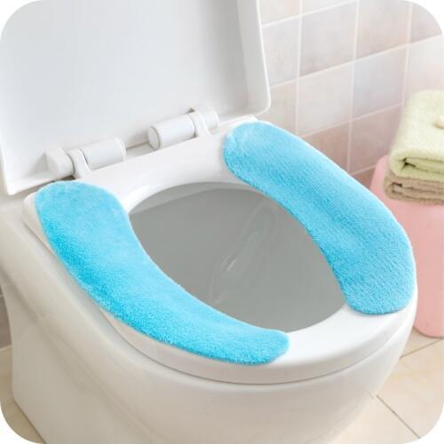 Thicker Flannel Paste Toilet Seat Pad Washable Antistatic Stickers Bathroom Warmer Toilet Washable Cloth Seat Cover