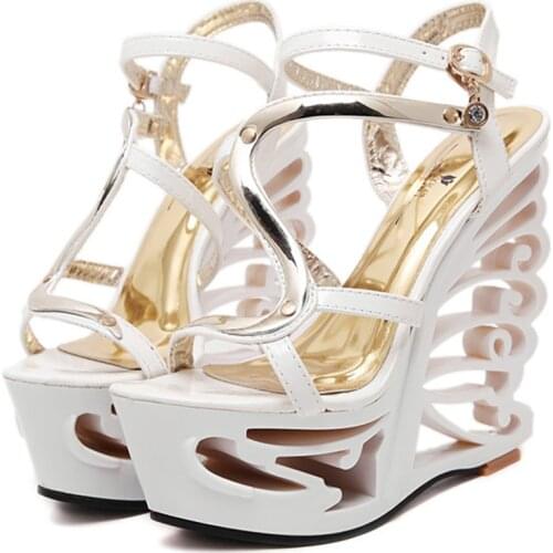 Nightclub High Heels Sandals Women Strange Style Heels Pumps Wedges Shoes Summer Retro Hollow Sexy Platform Sandals for Party