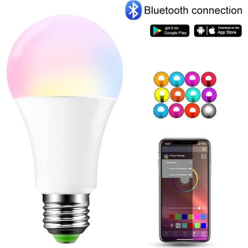 Ampoule LED E27 Wireless Bluetooth Smart Bulb 15W 85-265V RGBW RGBWW B22 RGB Light Bulb Music Voice Control 20 Modes LED Light