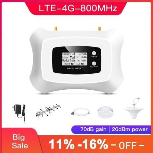 Smart 4G cellular signal amplifier LTE 800MHz mobile signal booster band20 4G signal repeater kit with LCD display