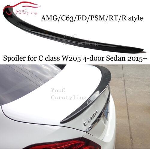 W205 Spoiler Carbon Fiber AMG Style C63 FD Type PSM RT R for Mercedes C class W205 4-door Sedan C250 C300 2015 + Trunk Boot Lip