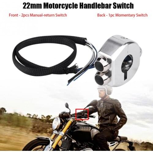 1pcs 22mm Motorcycle Handlebar Momentary Latching Switch Reset Button CNC Aluminium Alloy