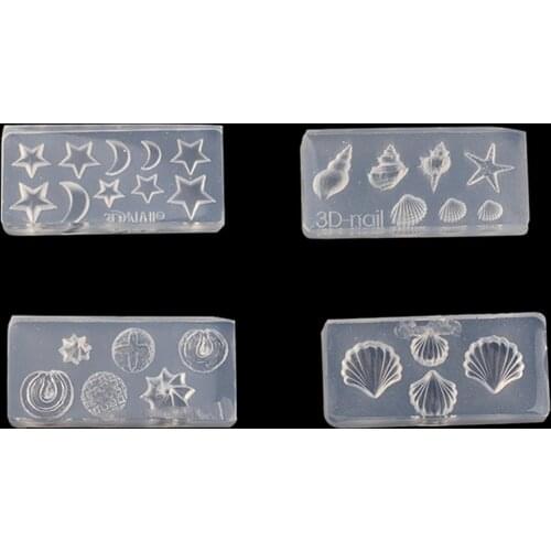 1pcs UV Resin Jewelry Liquid Silicone Mold 3D Moon Stars Shell Sea Snail Resin Charms Mold For DIY Jewelry Nail Art Mold