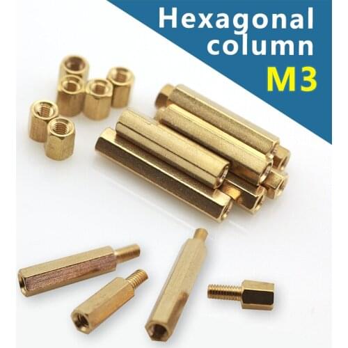 10PCS Hex Brass Standoff Spacer Copper Hexagonal Stud Spacer Hollow Pillars Single Pass Copper Post M3X6 M3X20 M3X25