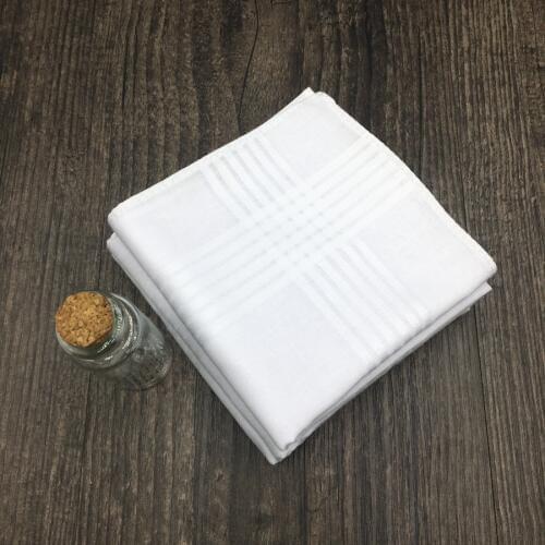 12pcs/lot 100% Cotton Handkerchief White Hanky Pocket Squares Hanky 40cm*40cm