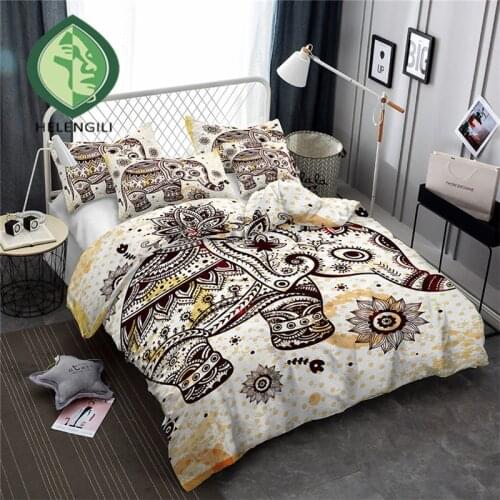 HELENGILI 3D Bedding Set Elephant Print Duvet cover set lifelike bedclothes with pillowcase bed set home Textiles #DX-09