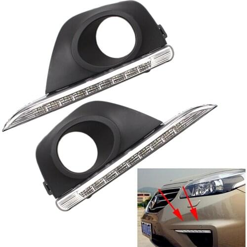 2pcs Car 12V LED Daytime Running Light Waterproof Fog Lamp for Renault Koleos 2011-2014 Auto Turn Signal Decoration Light Parts