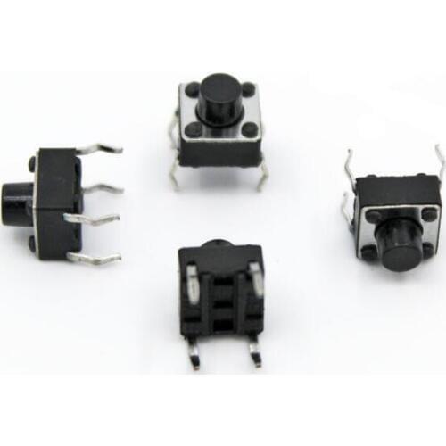 Free shipping 500pcs 6*6*6mm Light touch switch DIP4 ON/OFF Push button Touch micro tact switch black keys button DIP 4pin 6x6x6