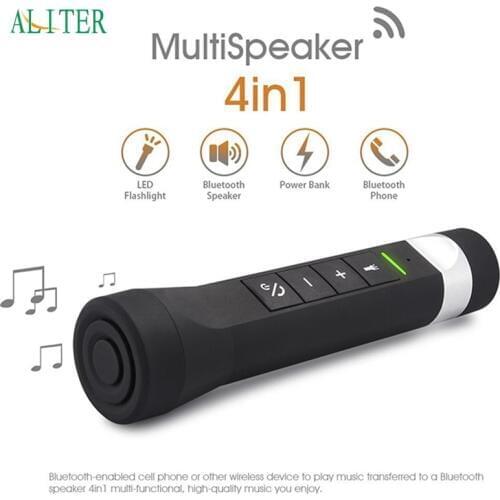 4 in 1 MultiSpeaker Outdoor Wireless Bluetooth Speaker Flashlight Torch Power Bank Support TF FM jul20