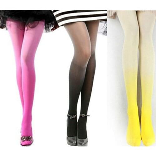 CHSDCSI Thin Pantyhose Women 60 Denier Gradient Color Sexy Tights High Quality Pink Gray Green Female New