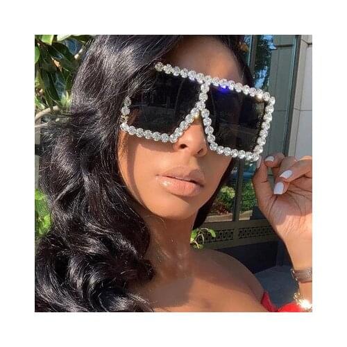 European and American INS trend sunglasses cool sunglasses fashion big square diamond sunglasses women