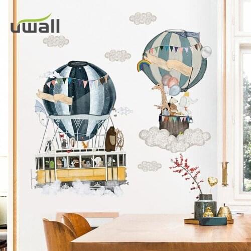 Cartoon Hot Air Balloon Creative Self-Adhesive Wall Stickers Kids Room Decor Sticker Home Bedroom Wall Decor Baby Room Decor