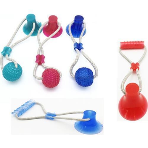 Dog Interactive Activity Toy Doggy Suction Cup Push Ropeball TugToy TPR ball for Pet Tooth Cleaning