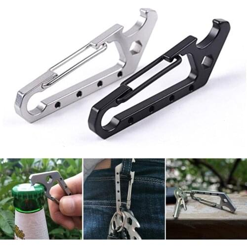 Carabiner Tactical Pocket Buckle Keychain Bottle Opener Outdoor Survival Tools