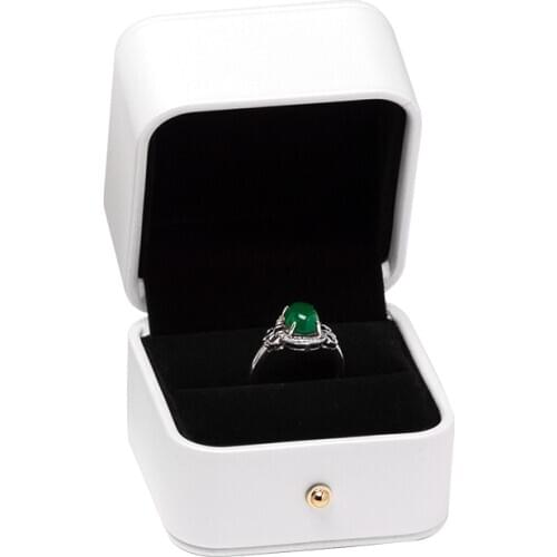 New Swan White PU Leather Brushed Golden Lock Jewelry Ring Necklace Packing Box Built-in Bead Card Slot Removed Four-piece Suit