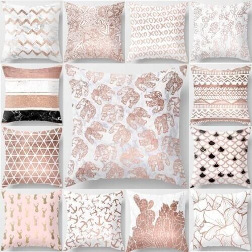 Beauty fashion different geometric animals elephants pattern pillow cases short plush square thick pillow cover size 45*45cm